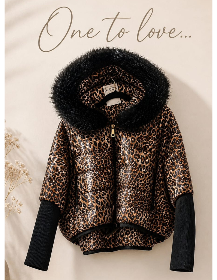 A03 - Puffer Knit Arm Faux Fur Hood Jacket