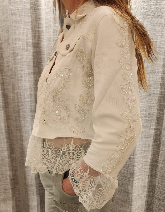 Alex Max Sequined Lace Trim Jacket