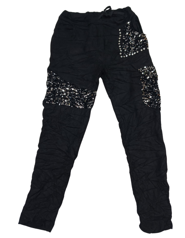 'Silvia' Sequin Patches & Pockets Pants