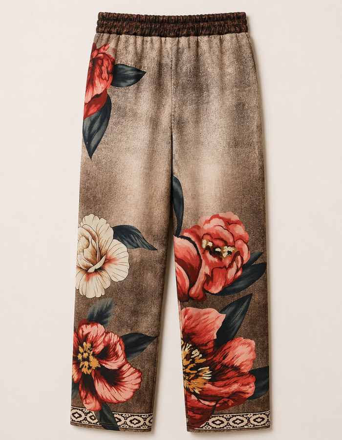 Vintage Rose Straight-Leg Pants