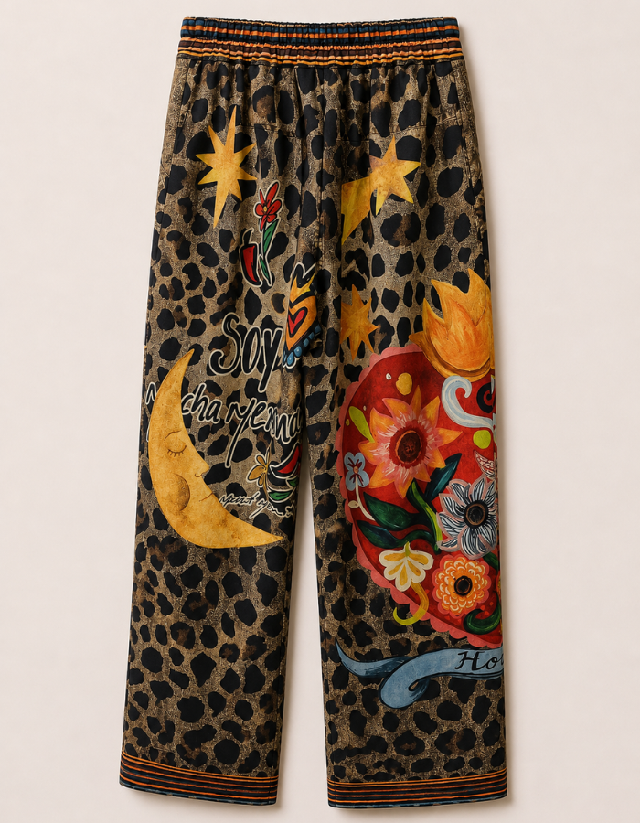 Astrology Pattern Suede Feel Pants