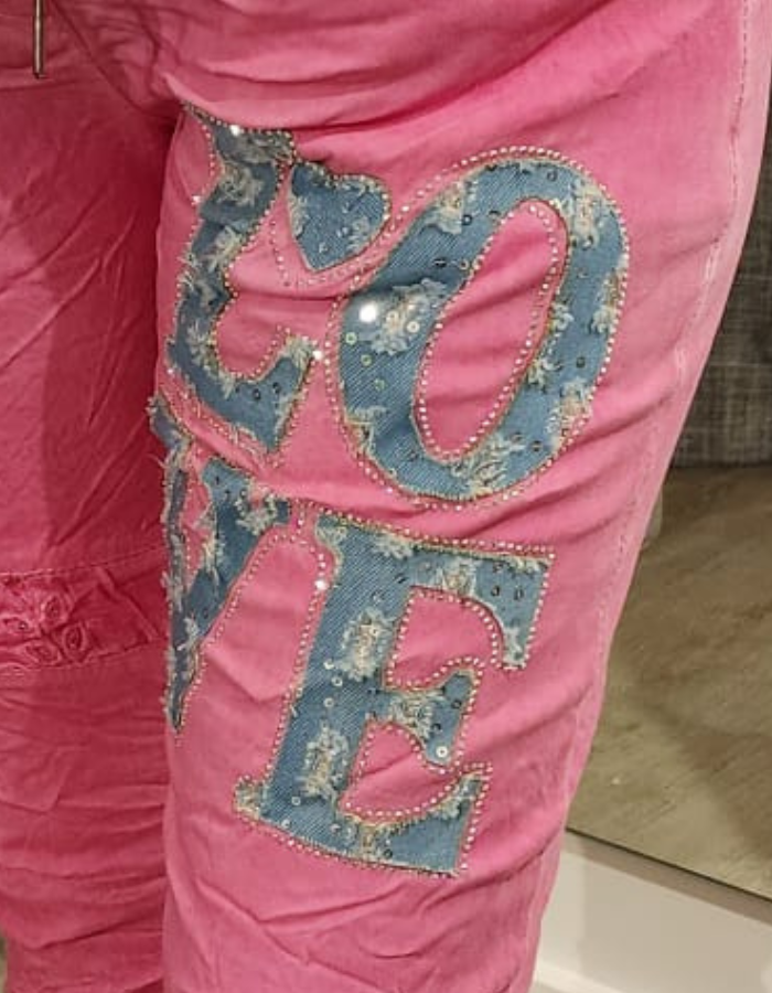 Embroidered LOVE Pants