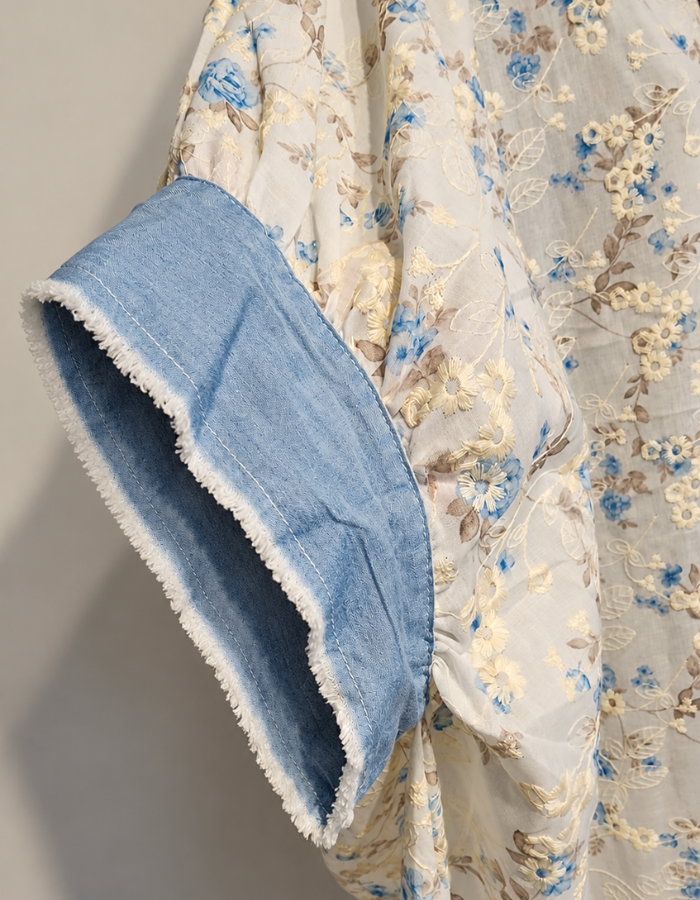 Floral Denim Sleeve Shirt