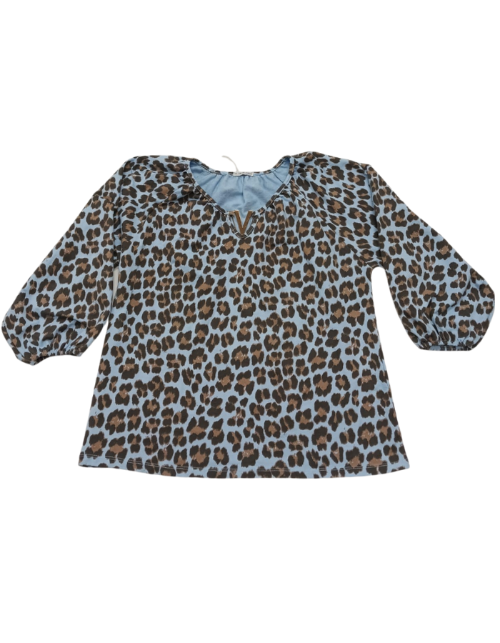 Leopard Print "V" Feature Top