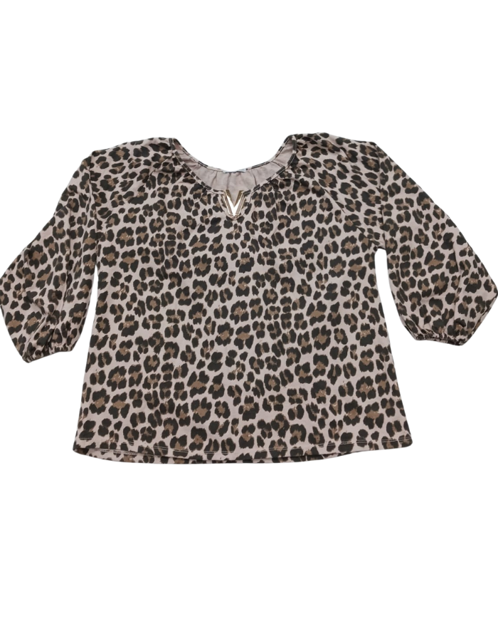 Leopard Print "V" Feature Top
