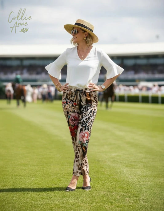 Floral Leopard Fusion Stretch Pants