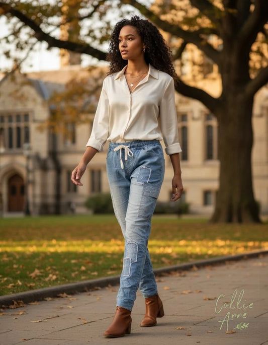 Stellar Denim-Look Stretch Pants