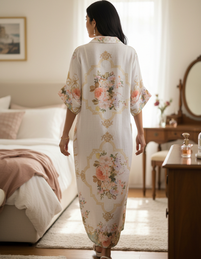 "Katie" Pastel Peony Robe Dress