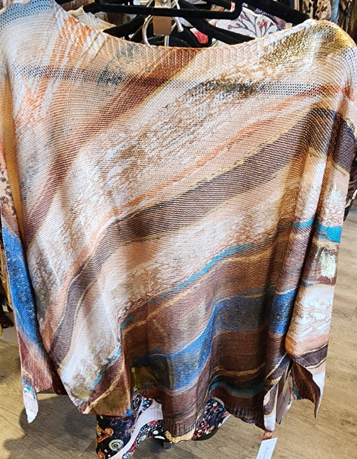 Light-weight Batwing Printed Knit - Blissful Stripes