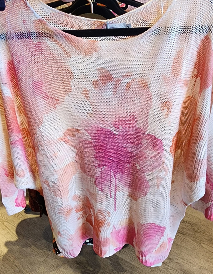 Light-weight Batwing Printed Knit - Watercolour Flowers