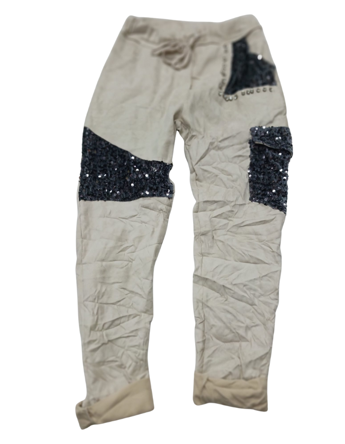 'Silvia' Sequin Patches & Pockets Pants