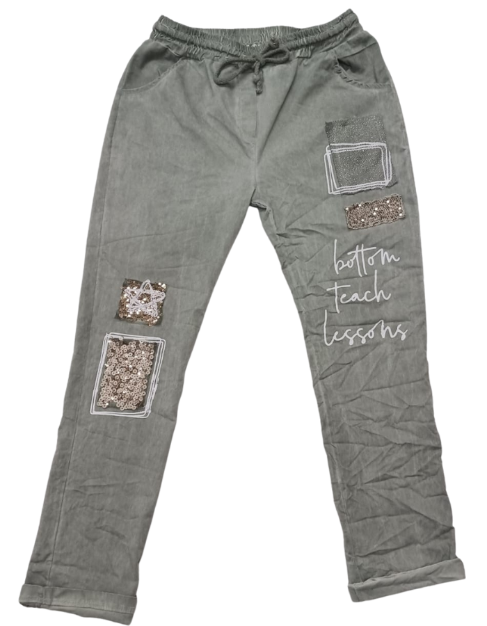 Sparkle Patch Tie Waist Pants