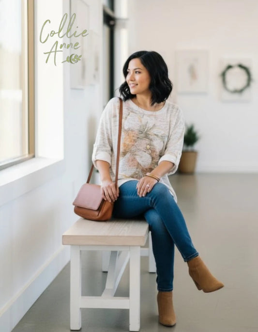 Mottled Rustic Floral Pullover