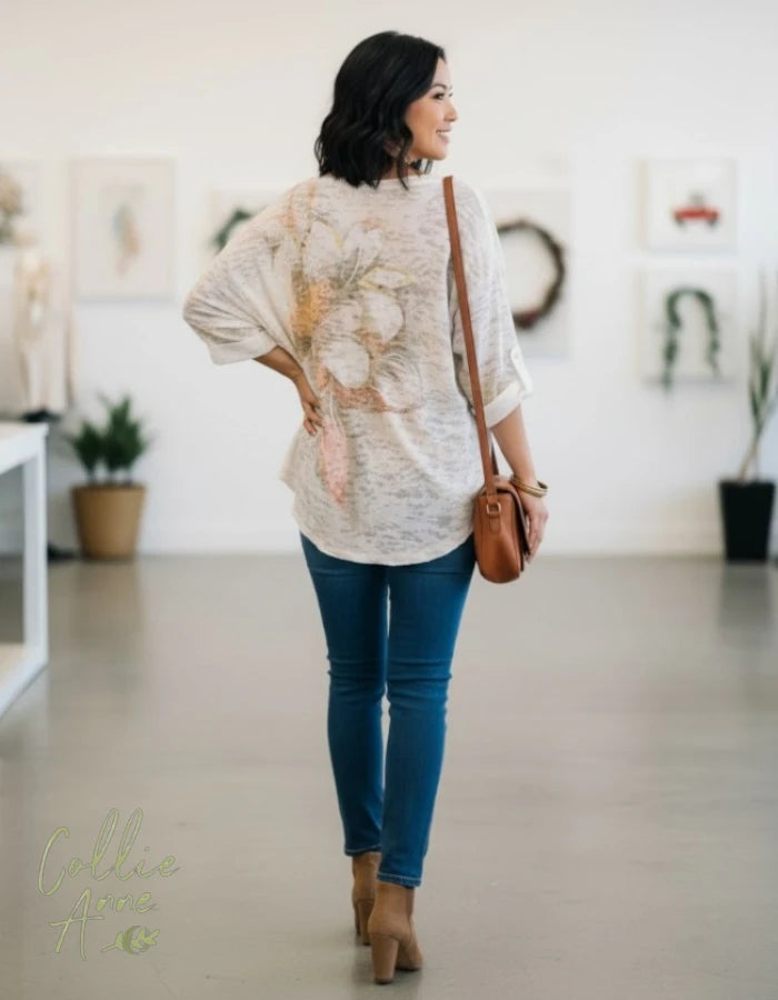 Mottled Rustic Floral Pullover