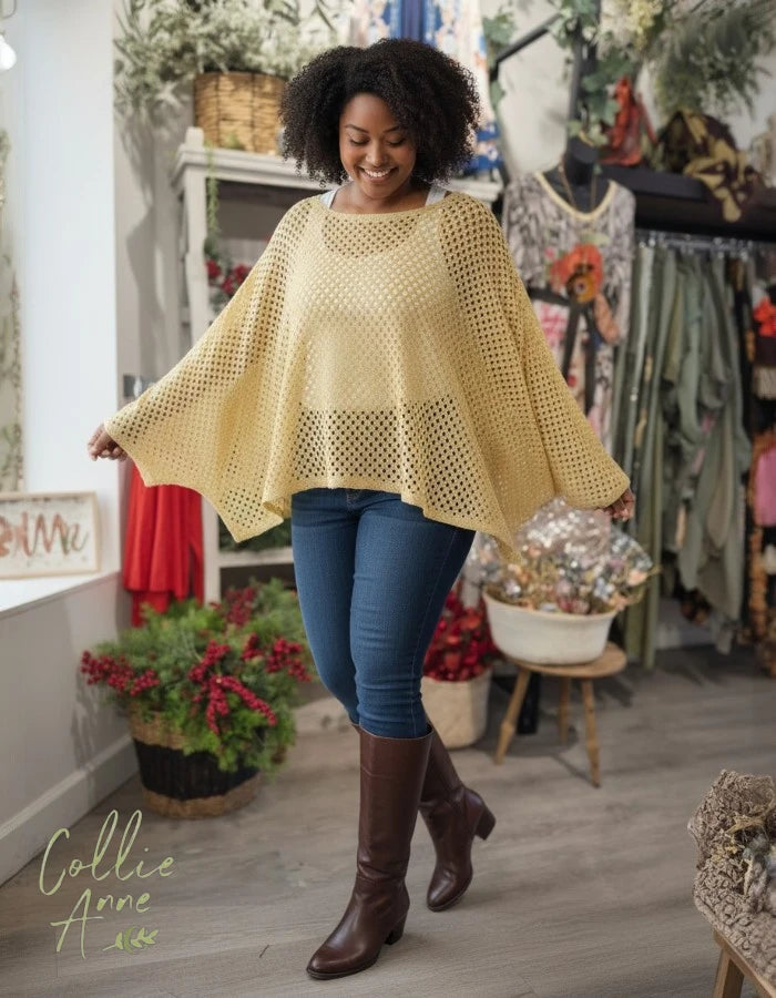 Painted Cotton Mesh Dolman Top