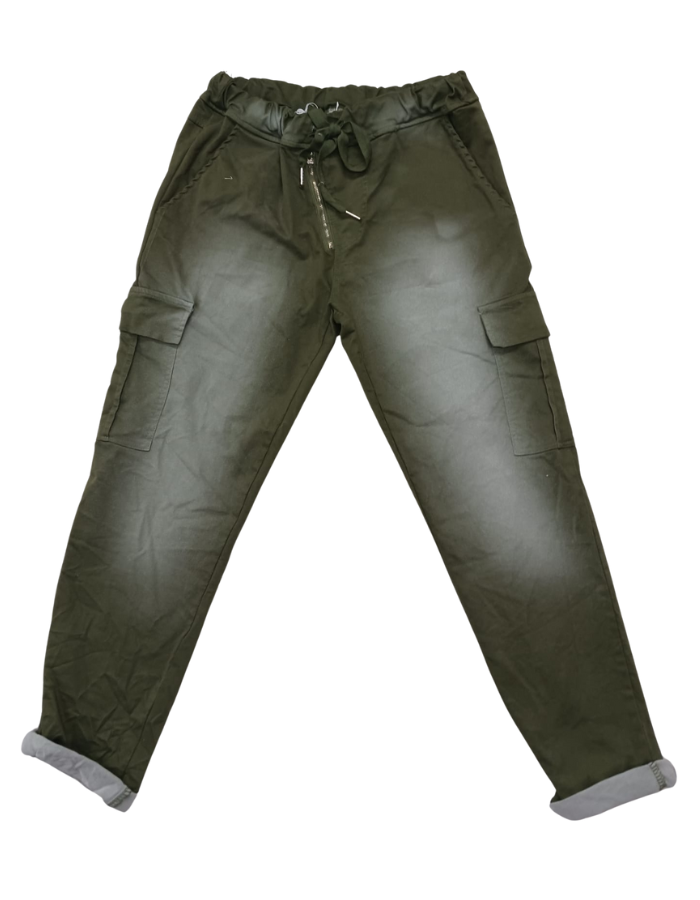 Zip Feature Washed Look Cargo Pants