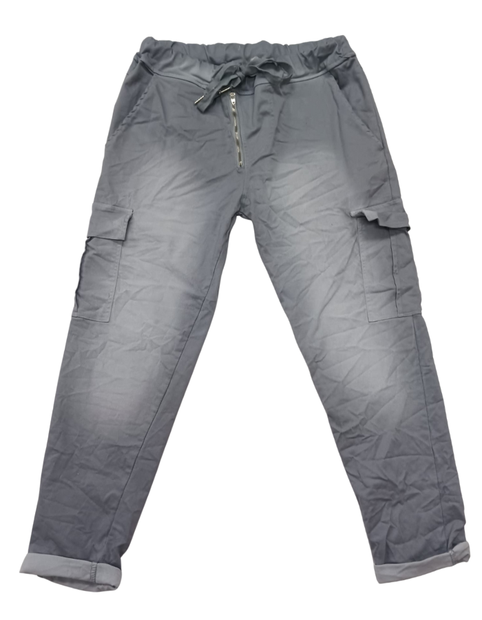 Zip Feature Washed Look Cargo Pants