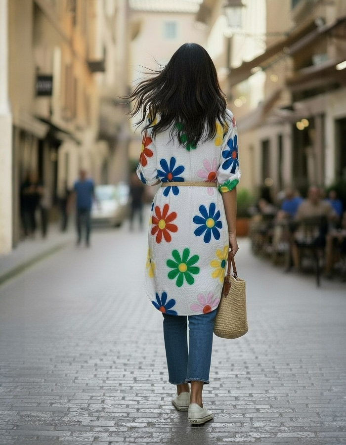 "Bella" Flower Print Shirt Dress