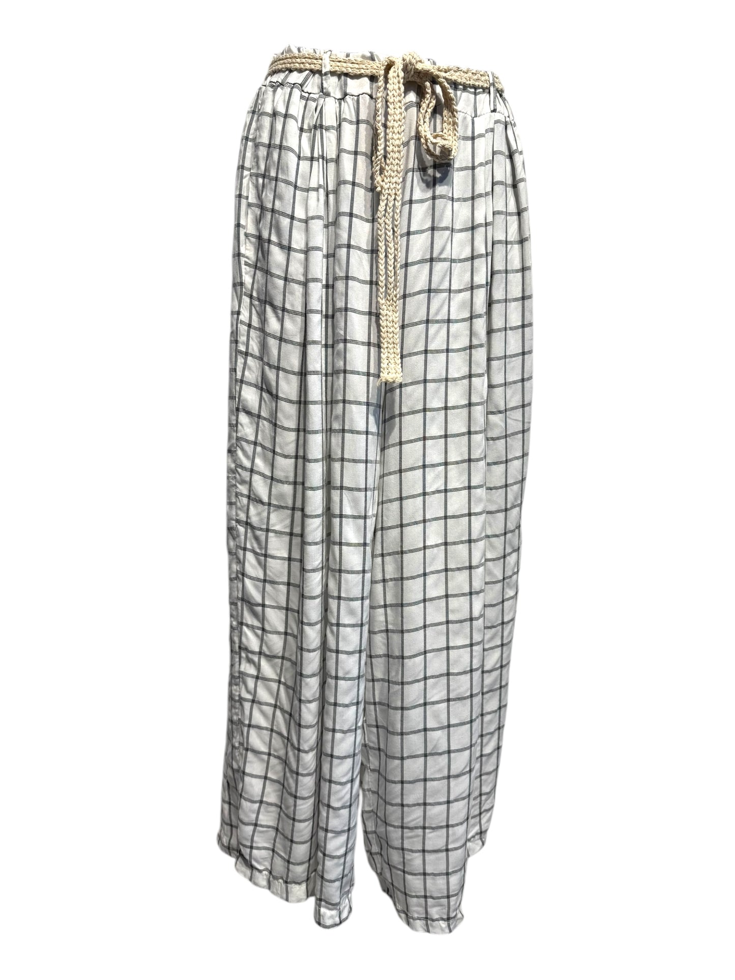 Striped Cotton Pants / Whie