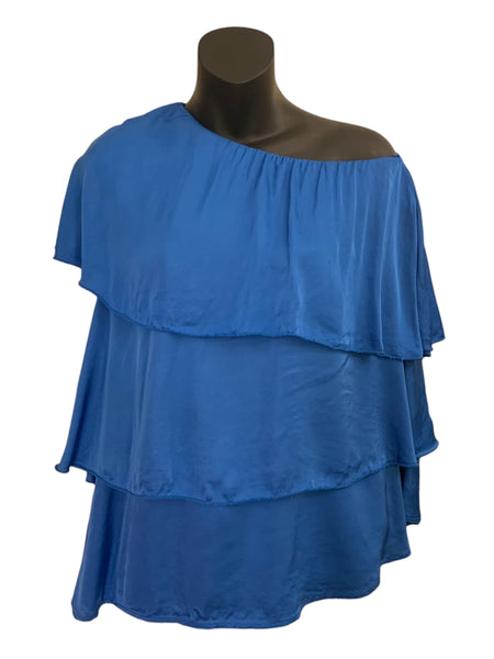 Italian Silk Blend Asymmetric Off Shoulder Top