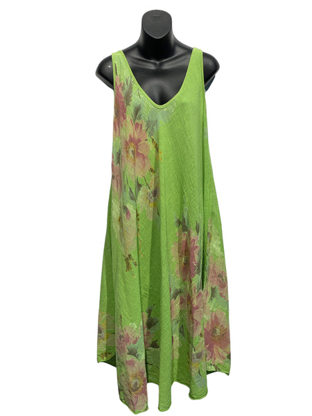 Italian Light Cotton Sleeveless Floral Dress