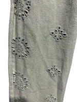 Italian Cotton Broderie Anglaise  Pants with Side and Back Pockets