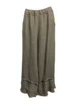 Italian Linen Pants with Ragged Edge  Ends and Broderie Detailing