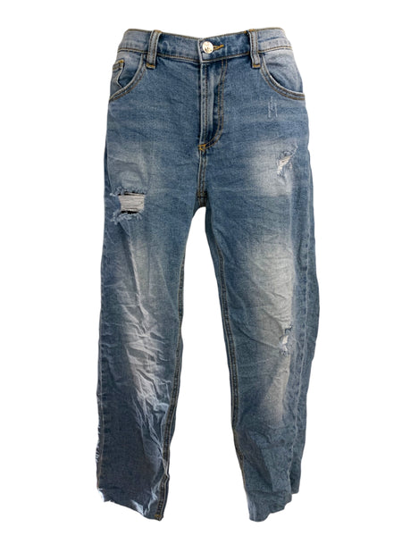7/8 Length Distressed Jeans