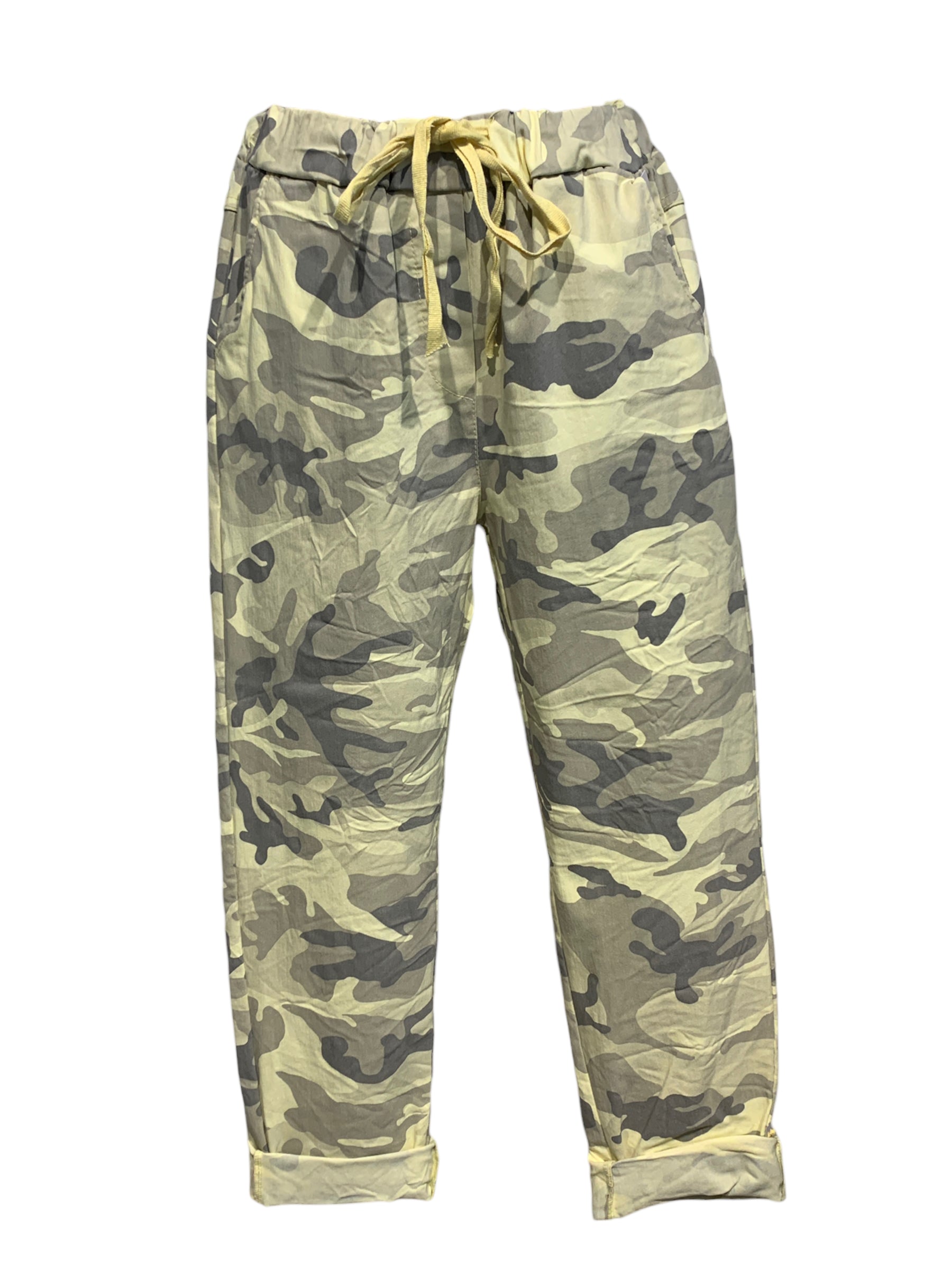 Italian Camo Stretch Pants with Side Pockets Collie Anne