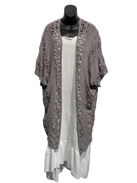 Cotton Crochet Jacket  / Grey