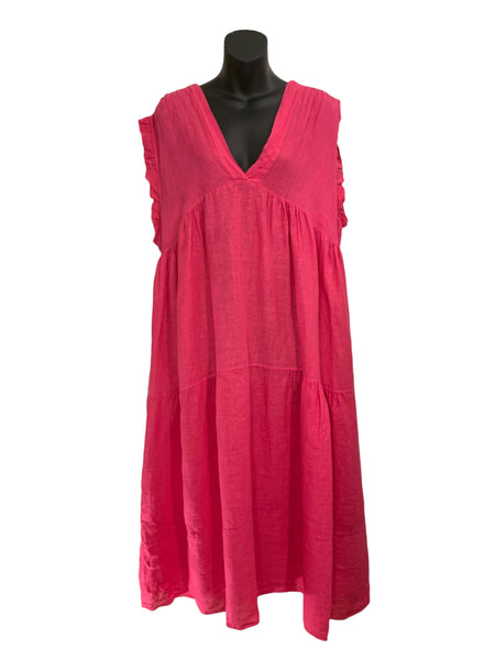 Italian Linen Sleeveless V-Neck Long Dress