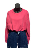 Italian Cotton Blend Double Layered Crop Top / Pink