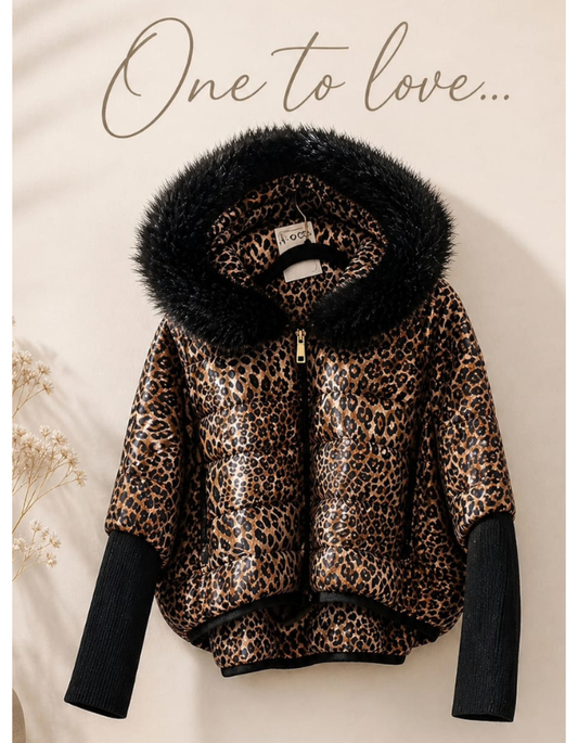 A03 - Puffer Knit Arm Faux Fur Hood Jacket