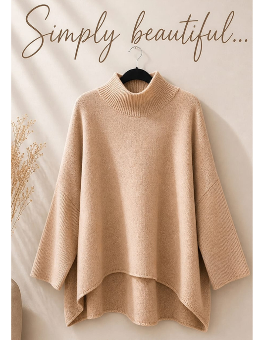 A28 - Long Hi-Lo Knit - Camel