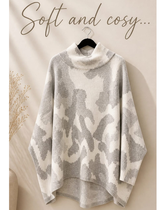 A30 - Long Hi-Lo Knit "Camo" - Grey