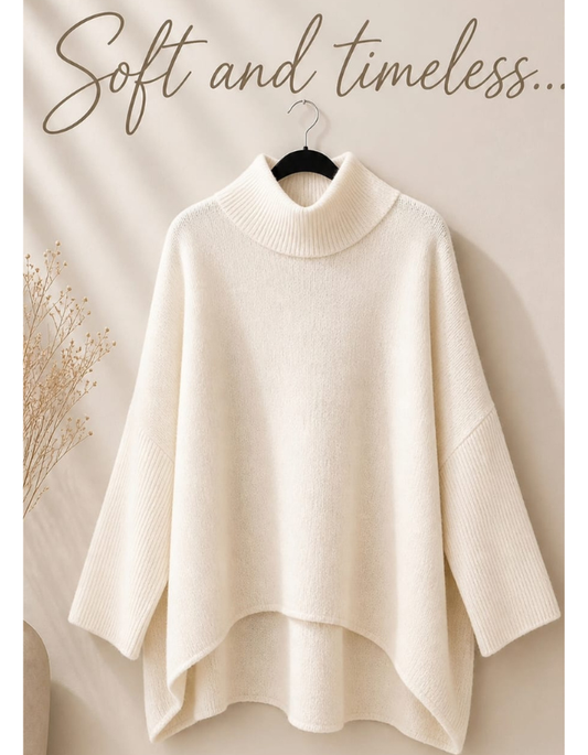 A38 - Long Hi-Lo Knit - Cream