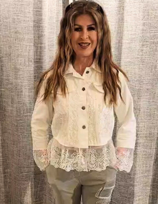 Alex Max Sequined Lace Trim Jacket