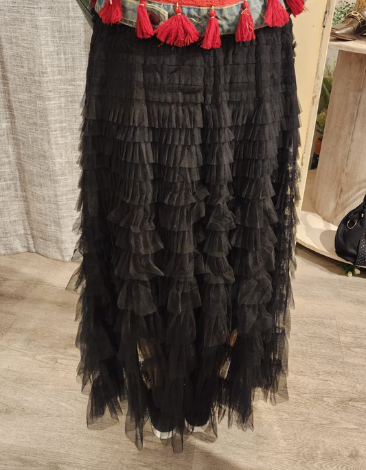 Black Tuele Lined Skirt
