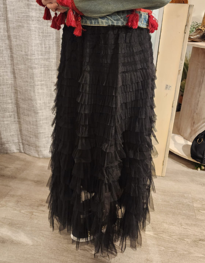 Black Tuele Lined Skirt