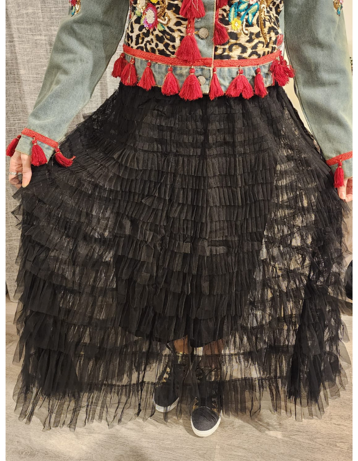 Black Tuele Lined Skirt