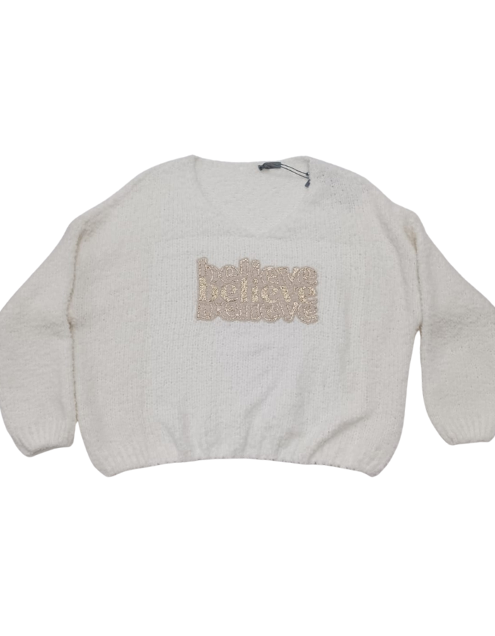 Bucle look "Believe" Drop Shoulder Knit