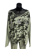 Cotton Camo Long Sleeve Top with Sequin Stars