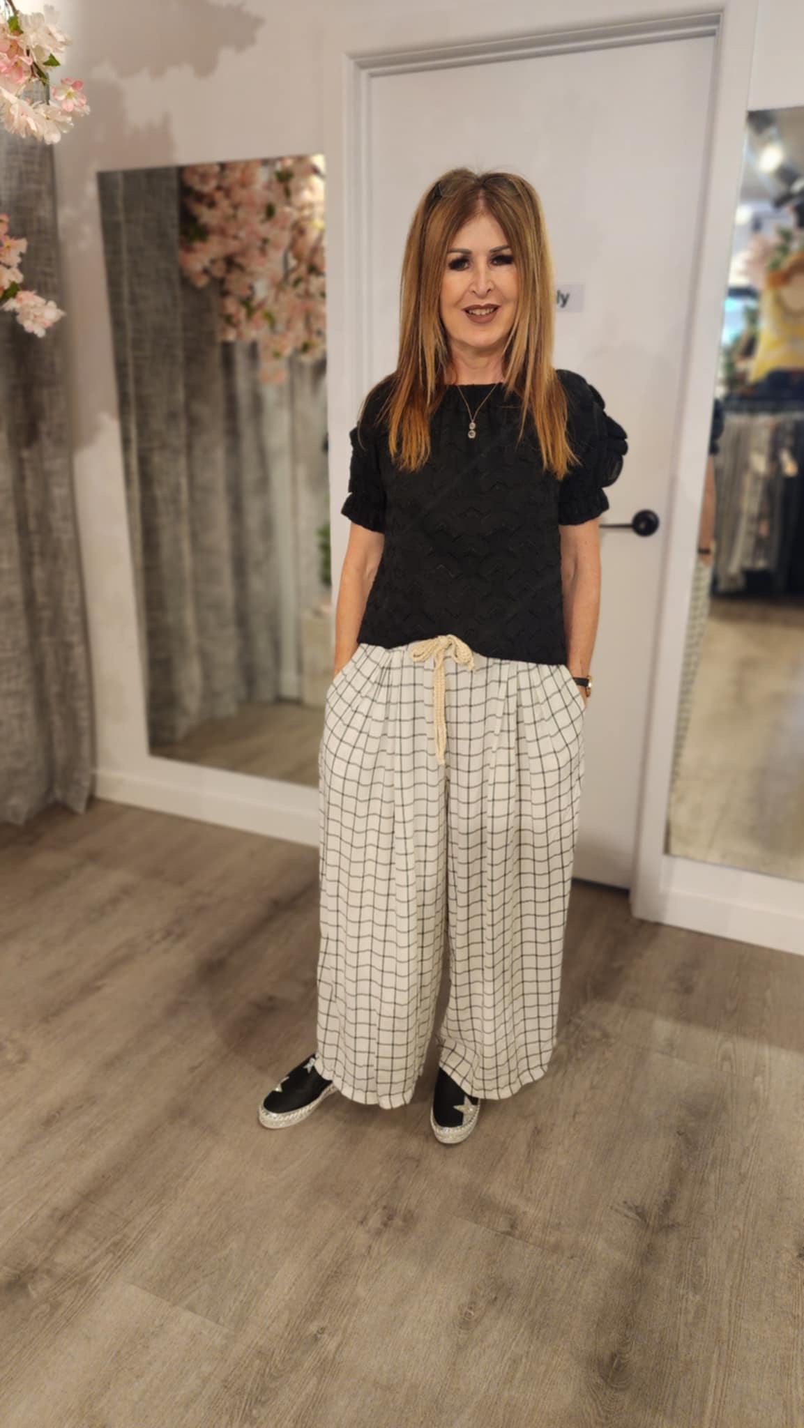 Striped Cotton Pants / Whie