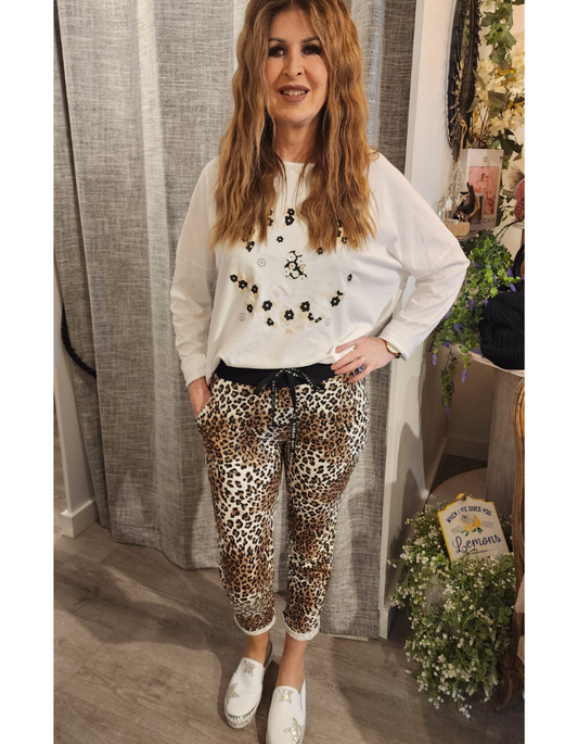 Cleo Leopard Print Track Pants