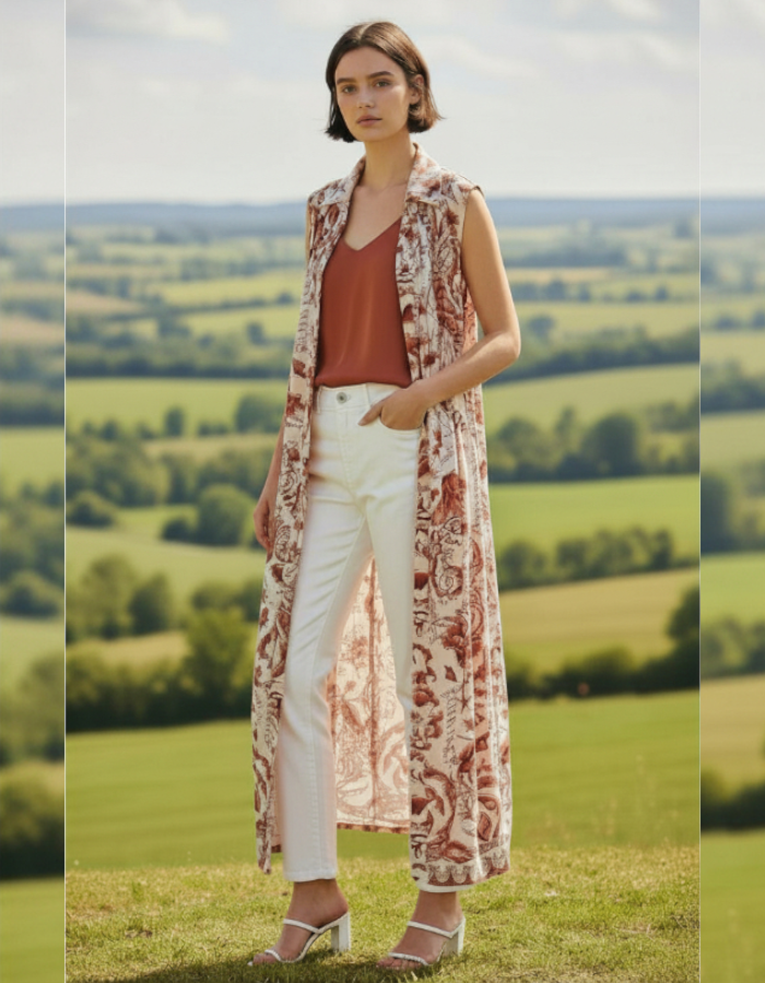 Sleeveless Coral Robe Dress