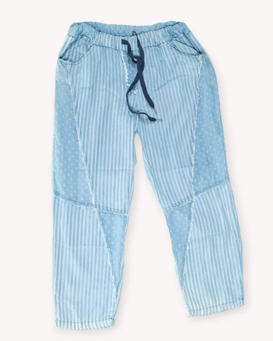 Cotton Blue & White Pants