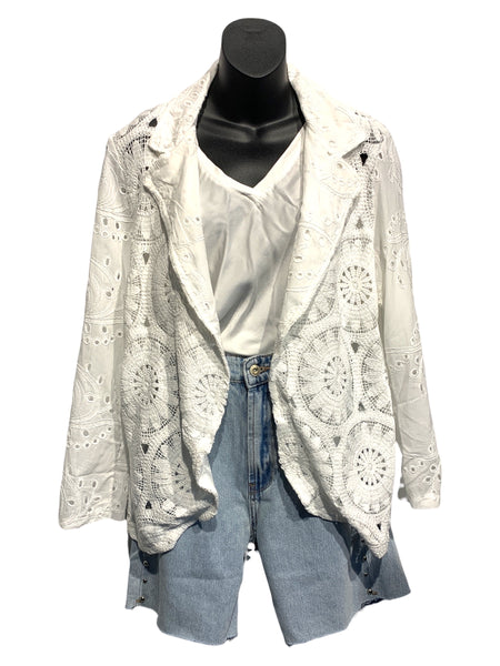 Italian Crochet Jacket / White