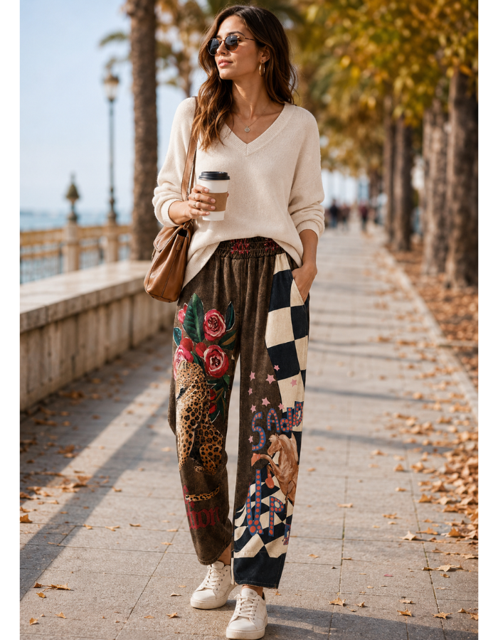 Leopard Flowers Pants