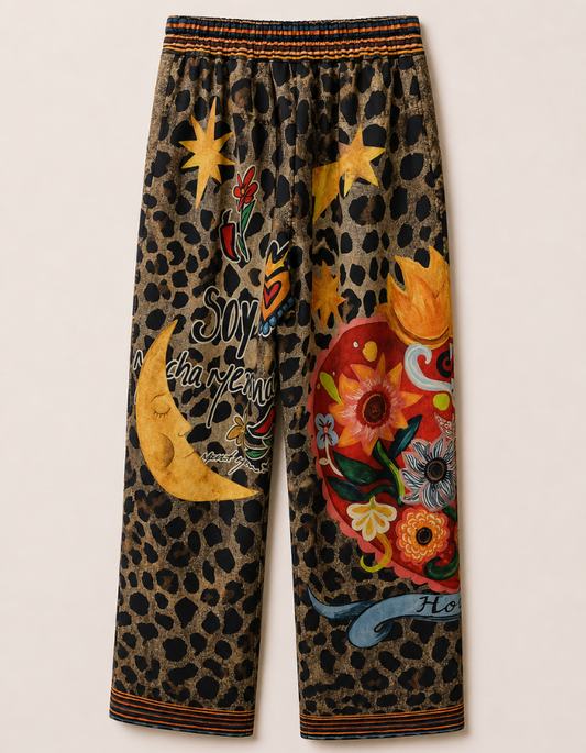 Astrology Pattern Suede Feel Pants