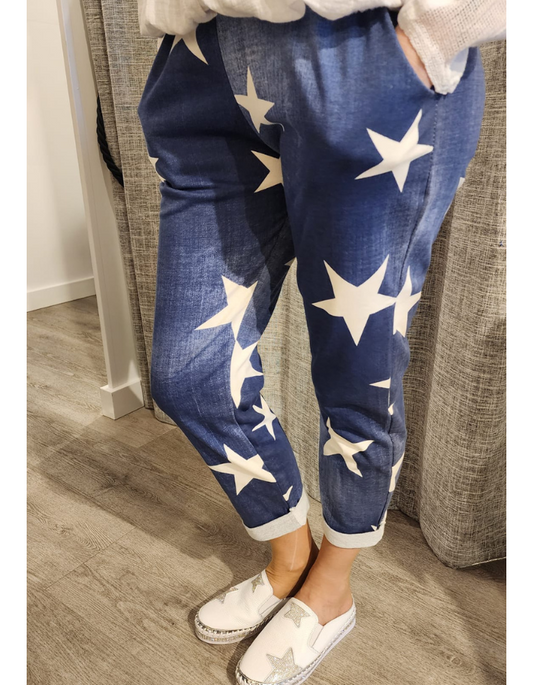 Dark Blue Stars Track Pants